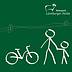 Eine einfache Zeichnung eines Fahrrads und zweier Strichmännchen