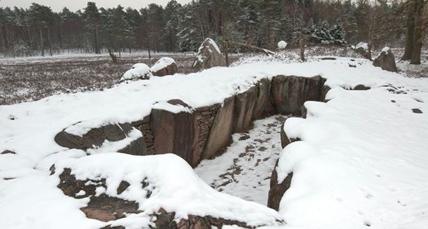 Bildausschnitt Großsteingrab mit Schnee bedeckt