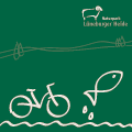 Eine einfache Zeichnung eines Fahrrads und eines Fisches