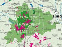 Übersichtskarte mit Heideflächen der Lüneburger Heide